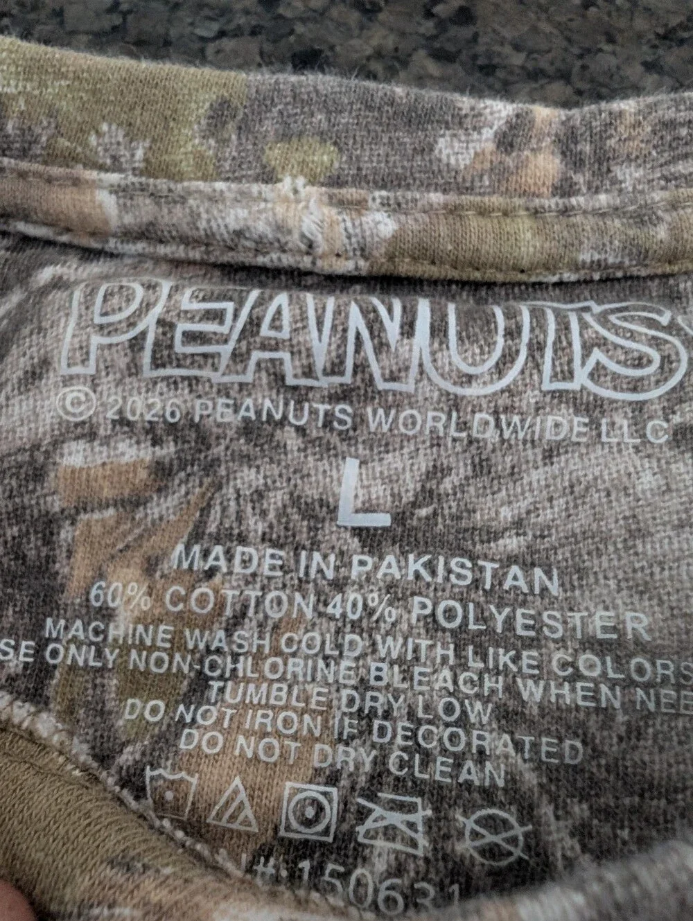Camo Shirt Boys Large Peanuts Youth